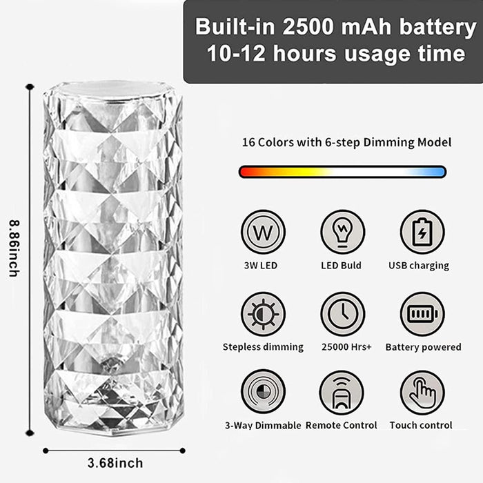 16 Color Diamond Crystal LED Lamp